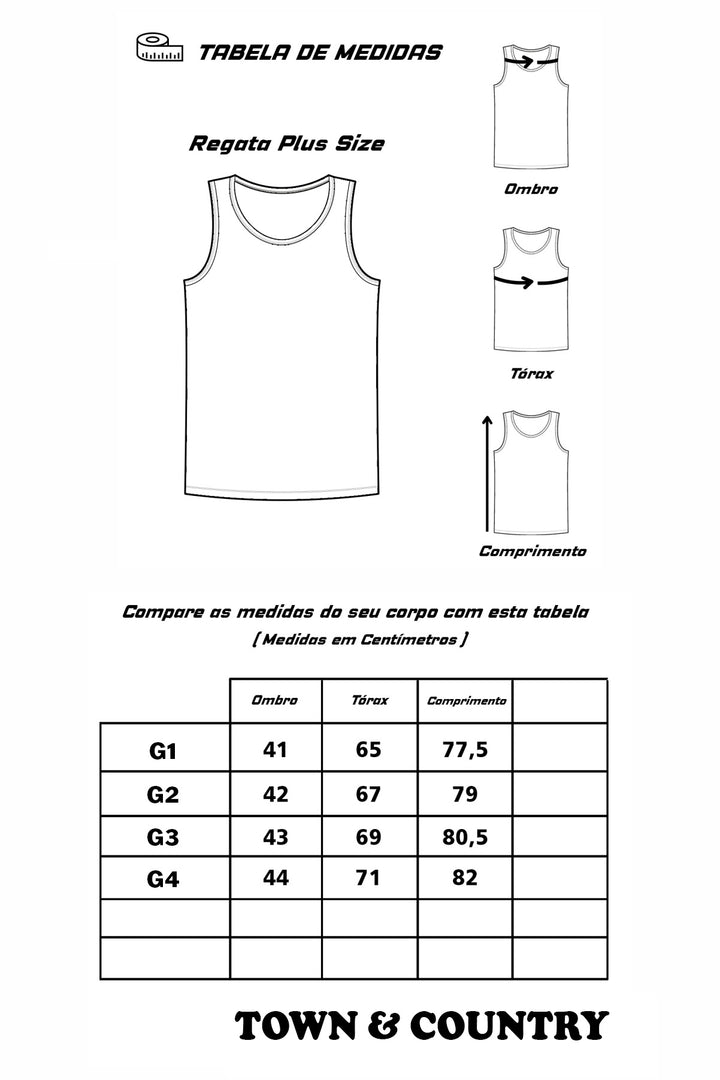 CAMISETA REGATA PLUS SIZE BRUSH TOWN & COUNTRY