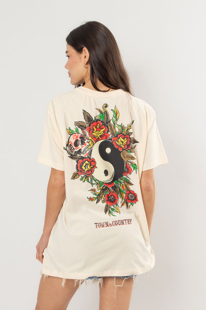 CAMISETA OVERSIZED FEM SKULL HARMONY TOWN & COUNTRY