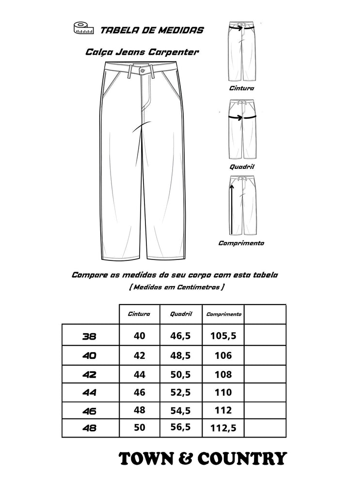 CALCA JEANS OVERSIZED LOOSE FIT MASCULINA TOWN & COUNTRY